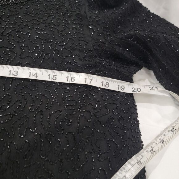 Laurence Kazar Womens Silk Beaded Jacket Size Petite Large Black Hook And Eye - Picture 5 of 6